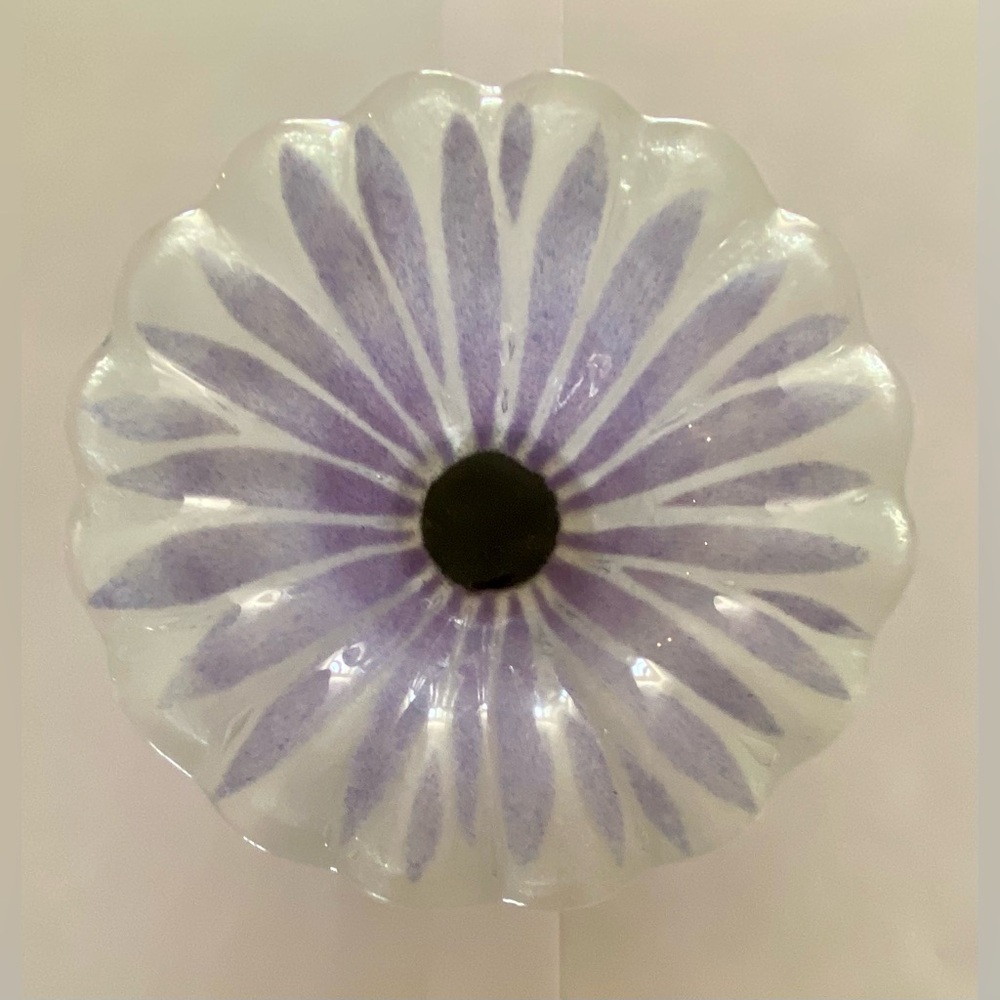 🟣 PURPLE DAISY SYDENSTRICKER FUSED ART GLASS BOWL DISH 🟣